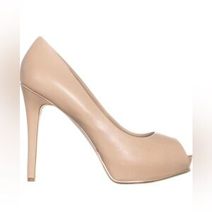 Guess Elegant Tan Peep-Toe Heels